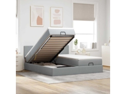 Vidaxl Estrutura De Cama Otomana Com Colchões Tecido Cinzento Claro