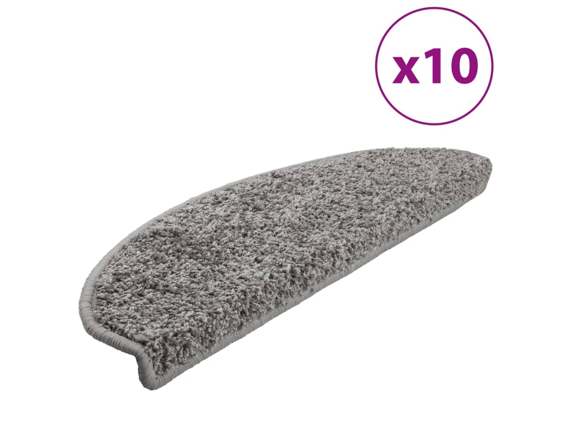 Conjunto de 10 Tapetes de Escada Cinza Semicircular Grande MAISON EXCLUSIVE (65x21x4 cm)