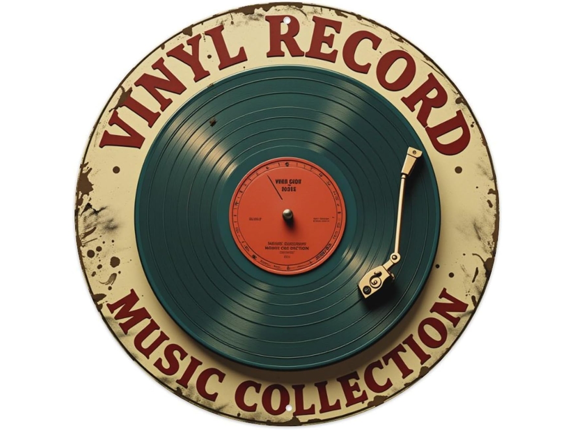 Placa Metálica Redonda Retrô Com Design De Coleção De Discos De Vinil, Decoração De Parede Para Casa, Bar, 20