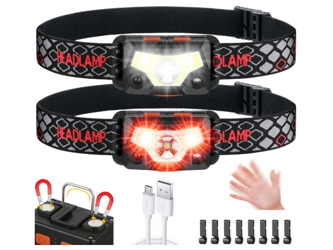 2 Pacotes Farol Led Super Brilhante com Sensor de Movimento,YIZHOOD Lantern-0224 Farol À Prova D'Água de 1500 Lúmens Preto YIZHOOD