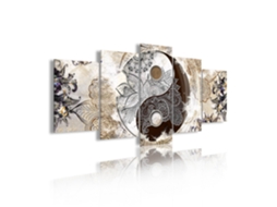 Quadro Moderno DEKOART Ying Yang Abstrato Zen Bege Marrom (200 X 100cm)