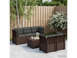 Vidaxl Sofá De Jardim De 5 Pessoas Com Almofadas Visual De Rattan Pp