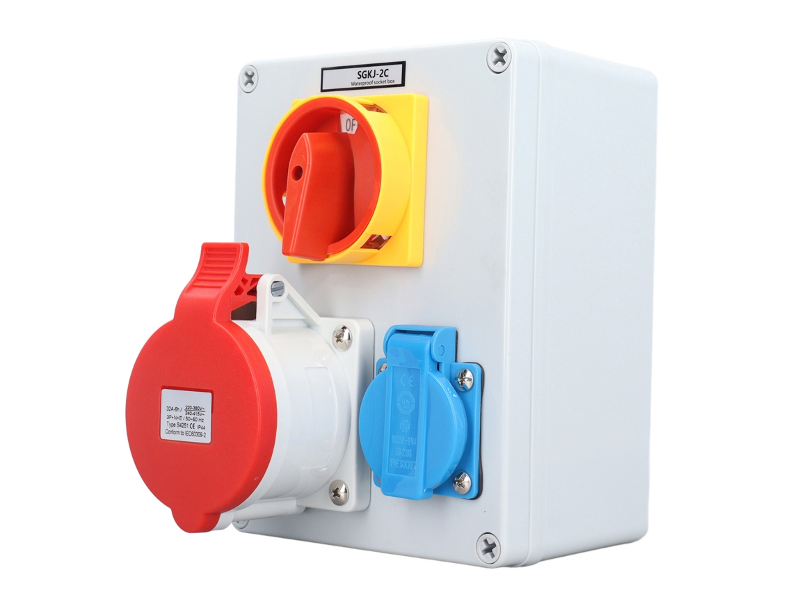Tomada Eu 250v 16a, Tomada Industrial 5 Pinos 32a Com Interruptor De 2 Marchas, Caixa De Tomada À Prova D'água Ip44 Para Exterior