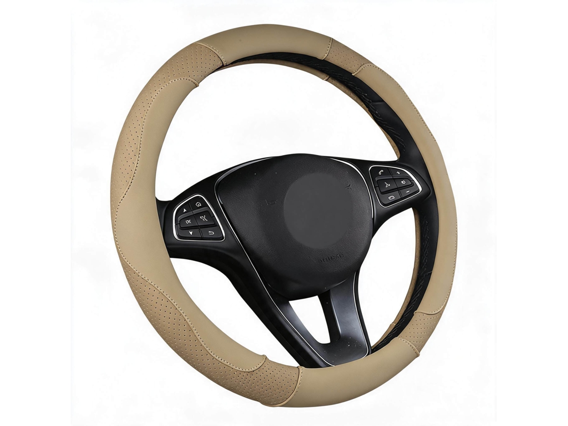 Capa Universal para Volante de Carro HENTEN HOME para Diâmetro de 38 Cm Respirável e Antiderrapante (bege)