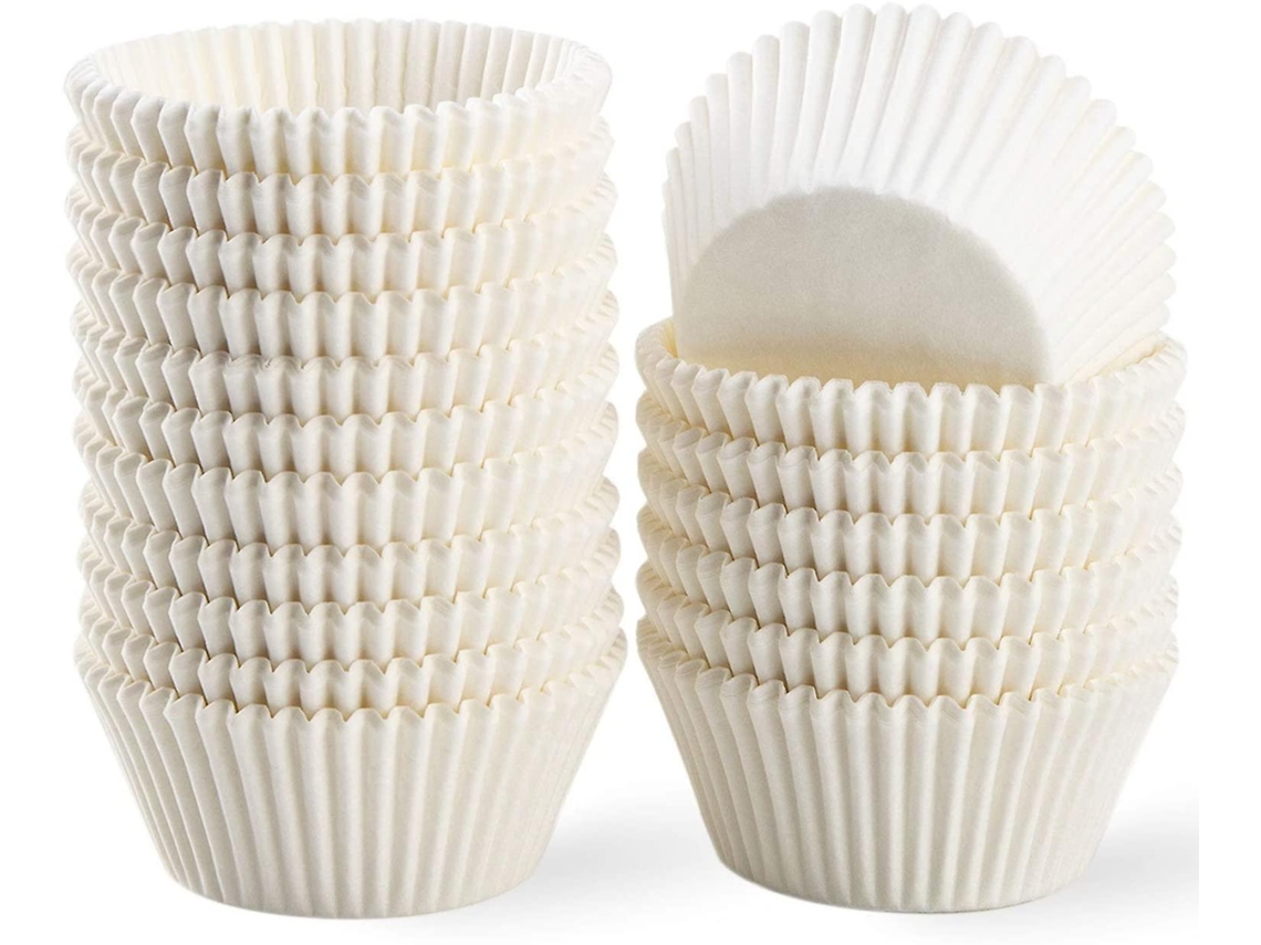 lcsformas De Muffin Padrão Naturais, 500 Unidades, Inodoras, Próprias Para Alimentos E Com Papel Manteiga, Brancas