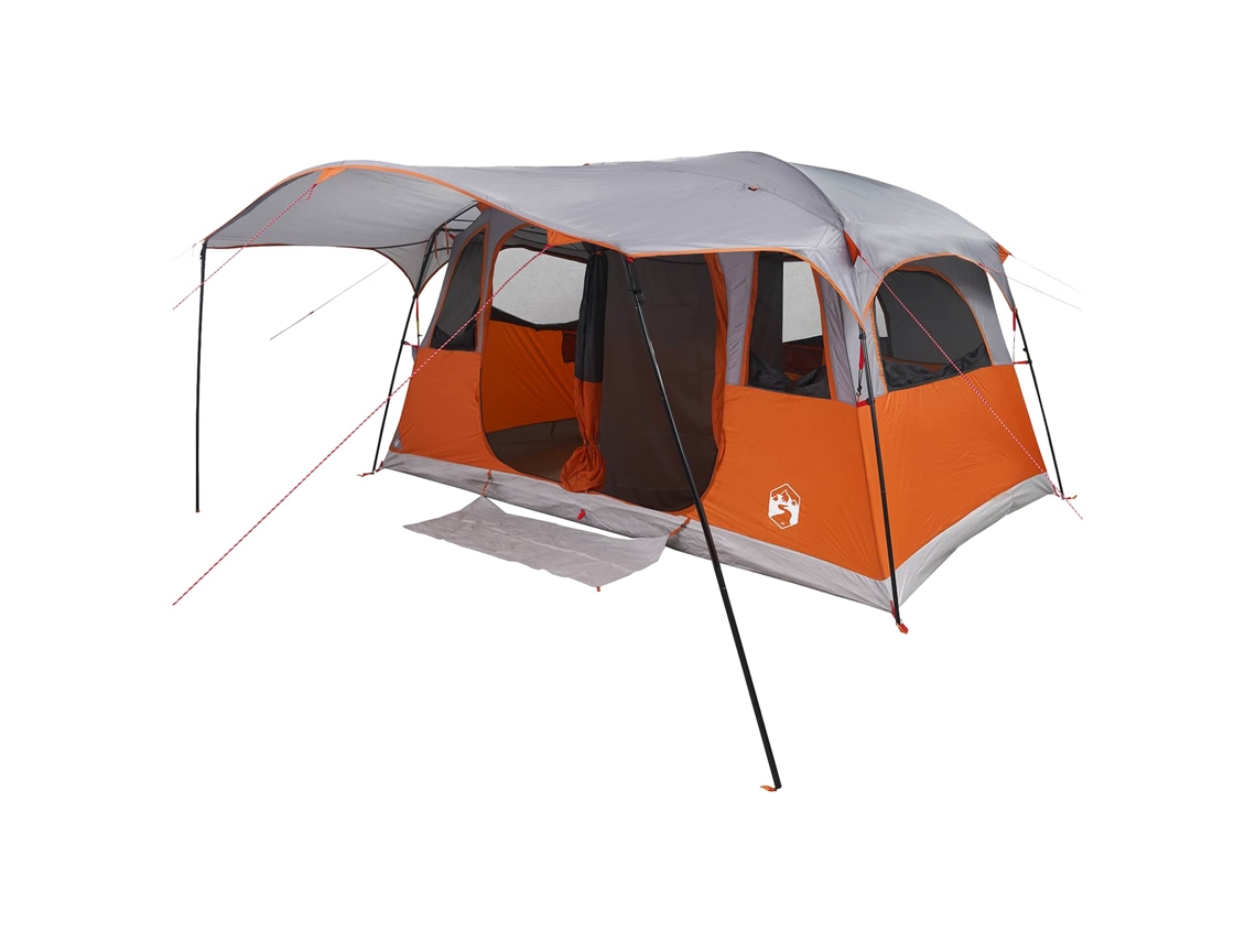 Conjunto 1 Tenda Túnel Vidaxl Cinzento Poliéster (366 X 244 X 198 Cm)