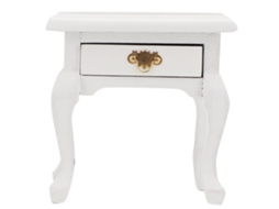 Mesa De Cabeceira De Madeira Miniatura Vintage Branca Para Casa De Bonecas Em Escala 1/12