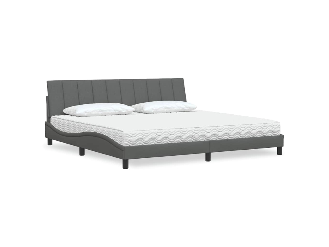 Vidaxl Cama Com Colchão Hanko 200x200 Cm Tecido Cinzento-escuro
