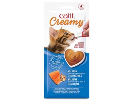 Snack Líquido de Salmão e Camarão para Gatos CATIT Creamy (Quantidade: 50 X 10 g)
