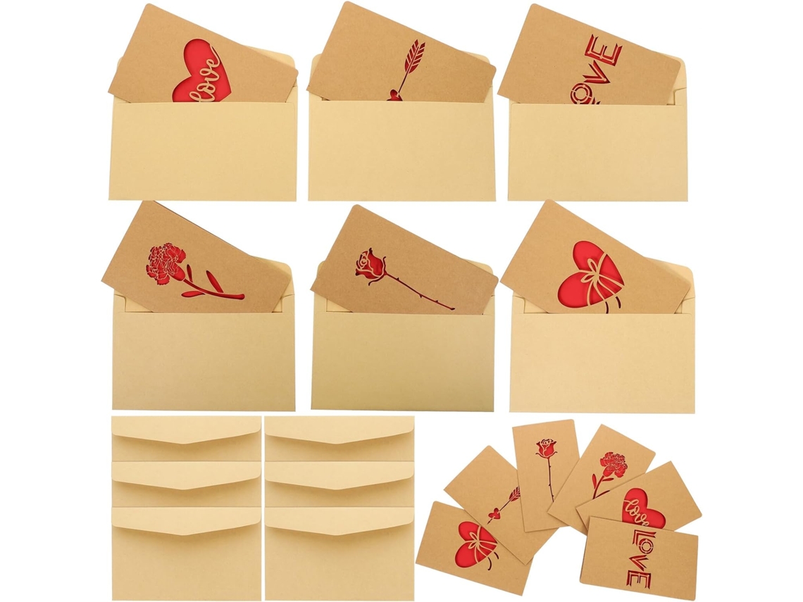 Conjunto De 12 Cartões De Felicitação Dobráveis Vintage Em Papel Kraft, 6 Modelos Diferentes X 2 Unidades,