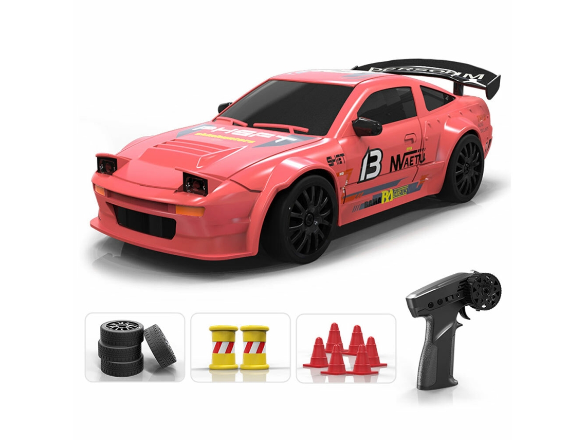 Carro Rc de Drift 4wd Vermelho, Escala 1/24, 2.4g, Modelo Rtr, com Duas Baterias Wh S812. MDUG