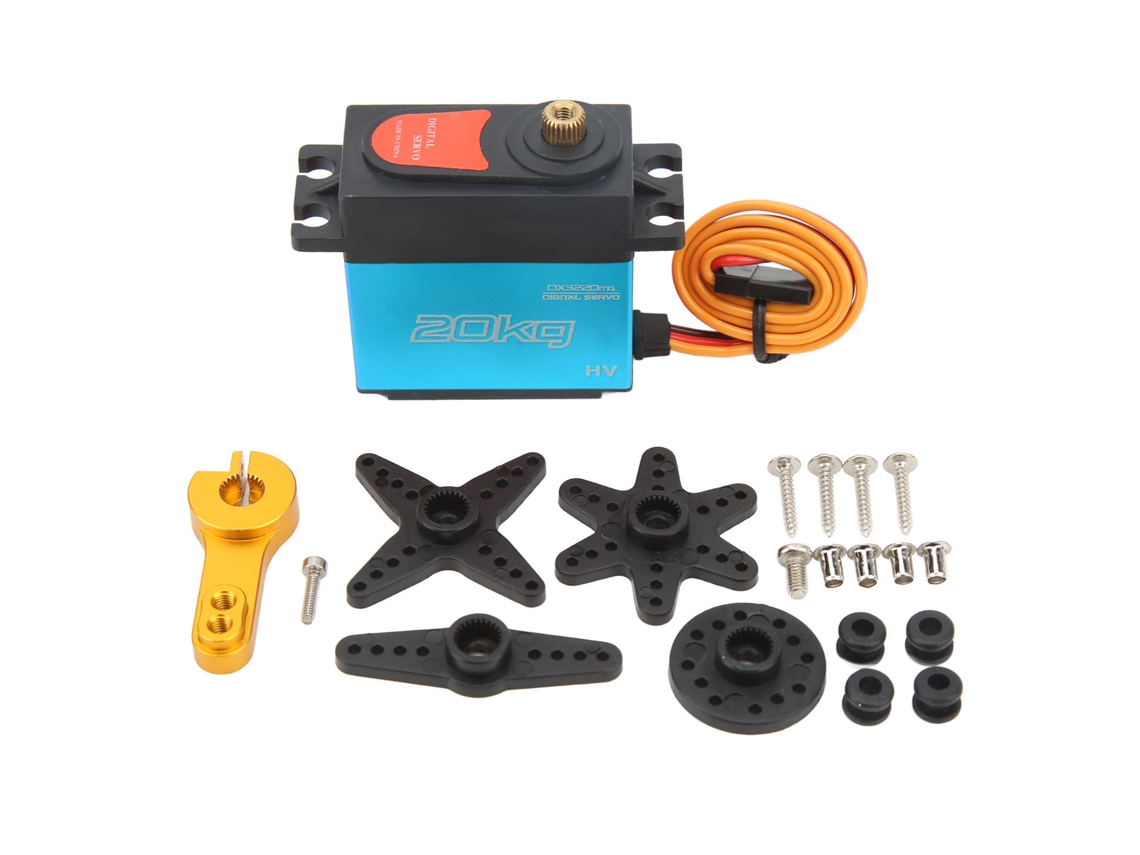 Servo Digital De 20kg Com Engrenagens De Metal Alta Velocidade 180 Graus Para Carro Rc Robô Navio Manipulador Azul
