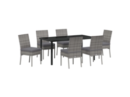 Conjunto 7 De Jantar De Jardim Vidaxl Cinza Rattan Sintético