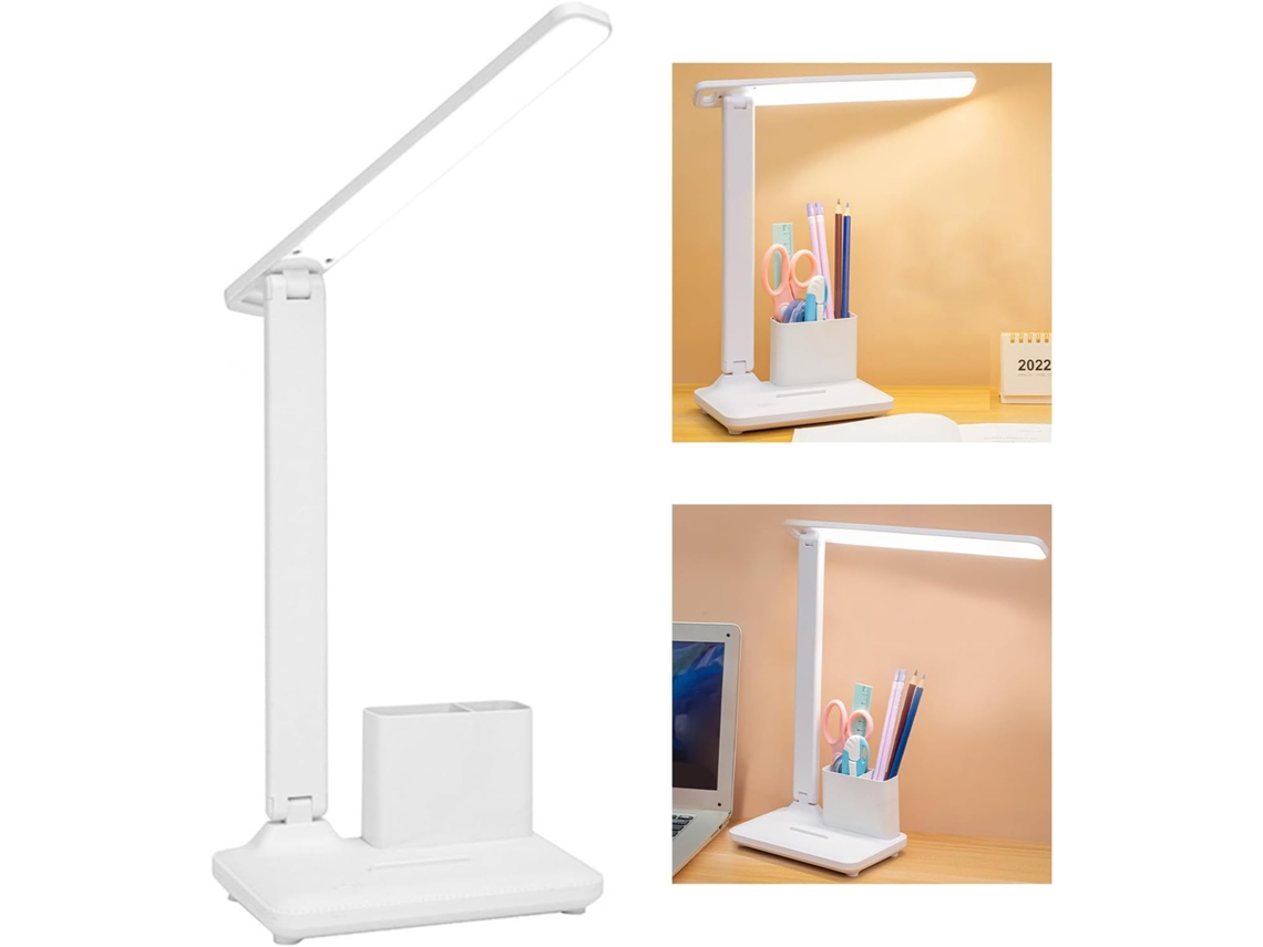 Luminária de mesa LED sensível ao toque, luminária de mesa dupla em ABS para leitura, 3 temperaturas de cor.