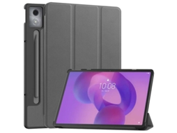 Capa Dobrável Em Três Partes Para Tablet Lenovo Xiaoxin Pad Pro 12,7” 2025, Protetora Em Pele Resistente A Impactos Cinza Hexinyigjly