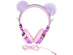 Fone De Ouvido Com Controle De Volume E Microfone Para Meninos E Meninas Design Roxo Em Abs Cor Aleatória