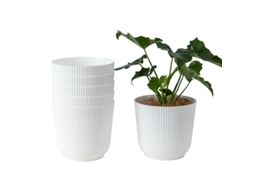 Lote De 1 Pots De Fleurs Mats, En Plastique Décoratif, Pour Plantes, Blanc, 18cm16.5cm Zeuxo