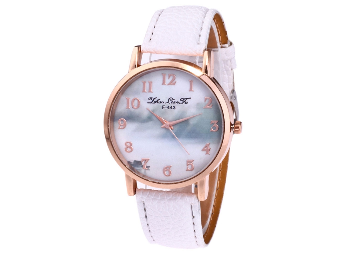 Relógio de Pulso de Casal Analógico com Pulseira Pu Estilo Fashion e Movimento de Quartzo Branco