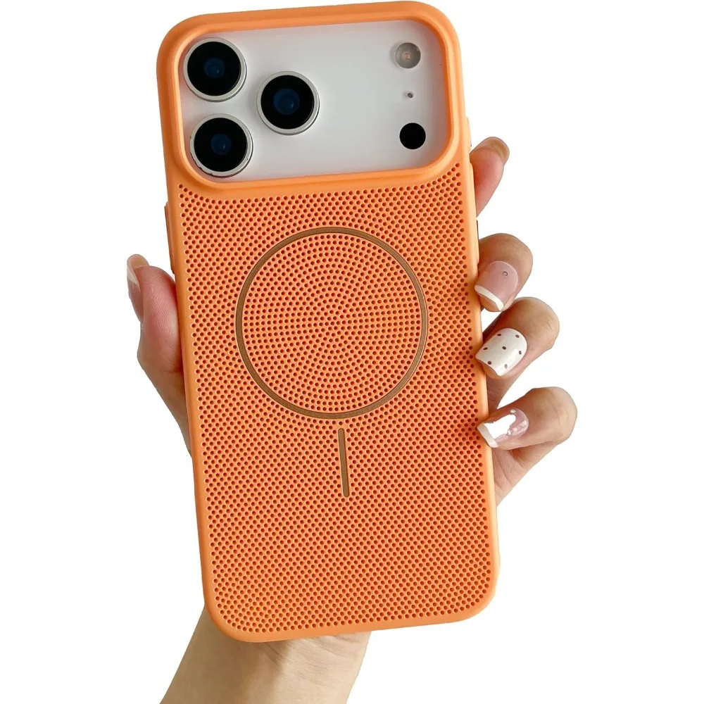 Capa Para Celular (laranja, Iphone 12 Pro), Capa Protetora Com Carregamento Sem Fio Magnético Magsafe E Tela De Dissipação De Calor.