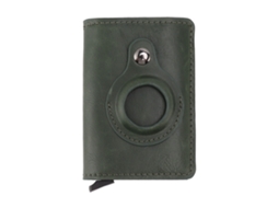 Porta cartões com clip de dinheiro slim alumínio e PU com localizador verde S/MARCA