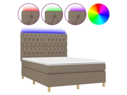 Box Spring Bed, Box Spring Beds Vidaxl Cinzento-acastanhado Tecido (140 X 190 Cm)
