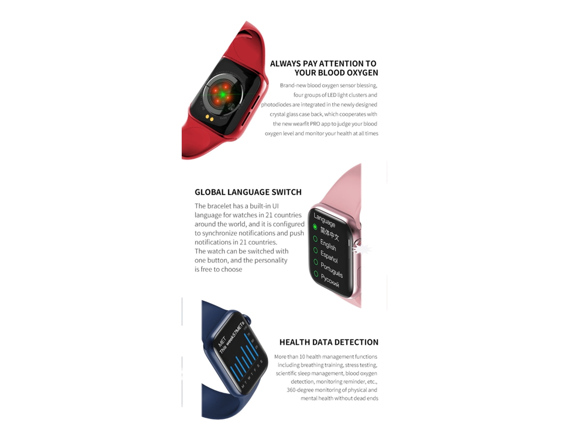 Smartwatch SMARTEK Hw12P Bluetooth Compatível com Ios e Android Rosa