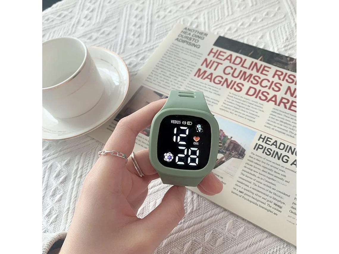 (verde) Relógio Esportivo Digital Led Unissex, À Prova D'água, Com Pulseira De Silicone.
