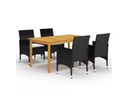 Conjunto De 5 Peças De Jantar Para Jardim Preto Dkd Home Decor