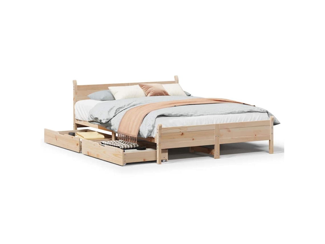 Cama Sem Colchão 135x190 Cm Madeira de Pinho Maciça MAISON EXCLUSIVE