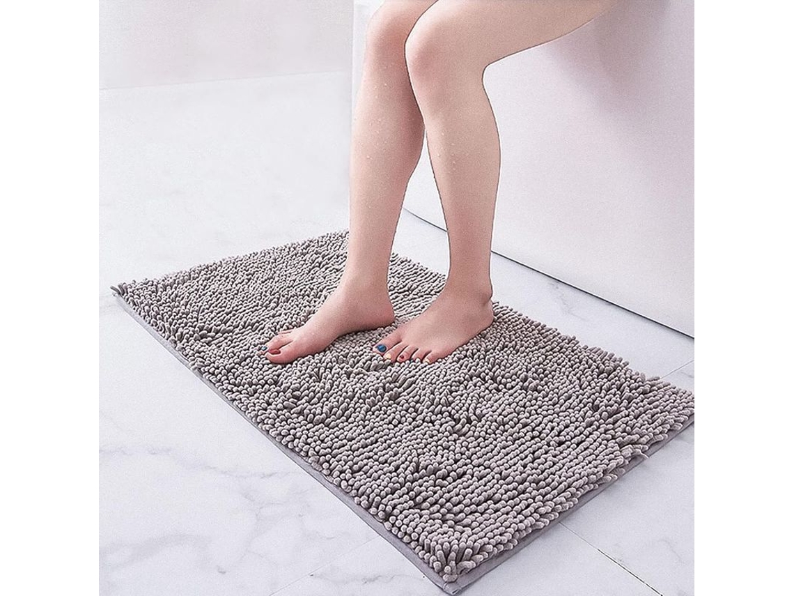 2026-tapete De Banho Antiderrapante Absorvente Linjou 80x50cm Microfibra Chenille Para Banho, Cinza