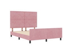 Estrutura De Cama Moderna De Veludo Rosa Vidaxl Rosa Fabric (140 X 200 Cm)