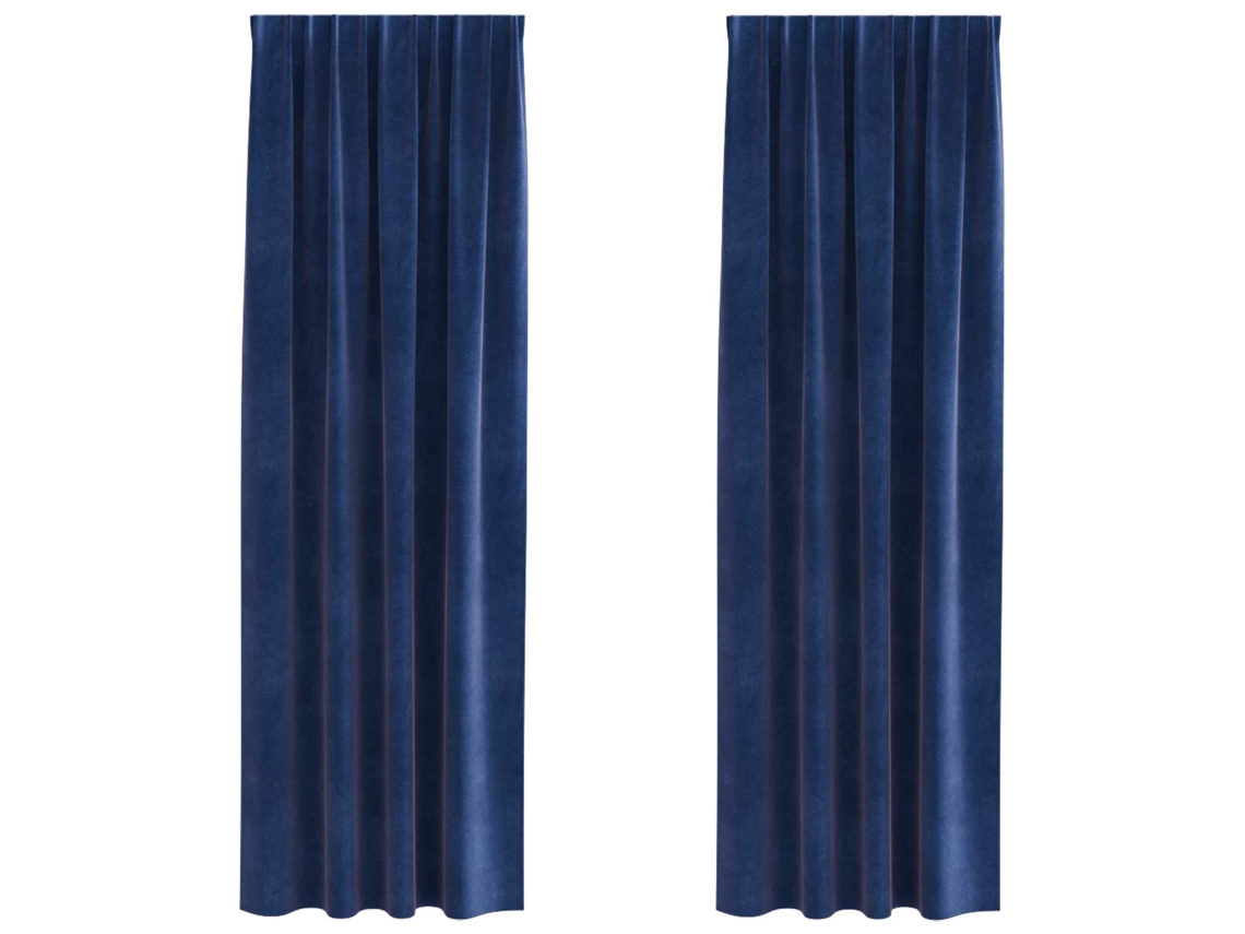 Maison Exclusive - Cortinas Opacas 2 Unid. Azul Escuro 140 X 225 Cm Veludo