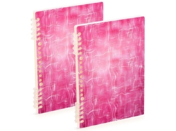 Conjunto de 2 Cadernos A5 Rosa claro com Ondulações Abstratas, 21,1 X 14,5 Cm Material Escolar Resistente Pa