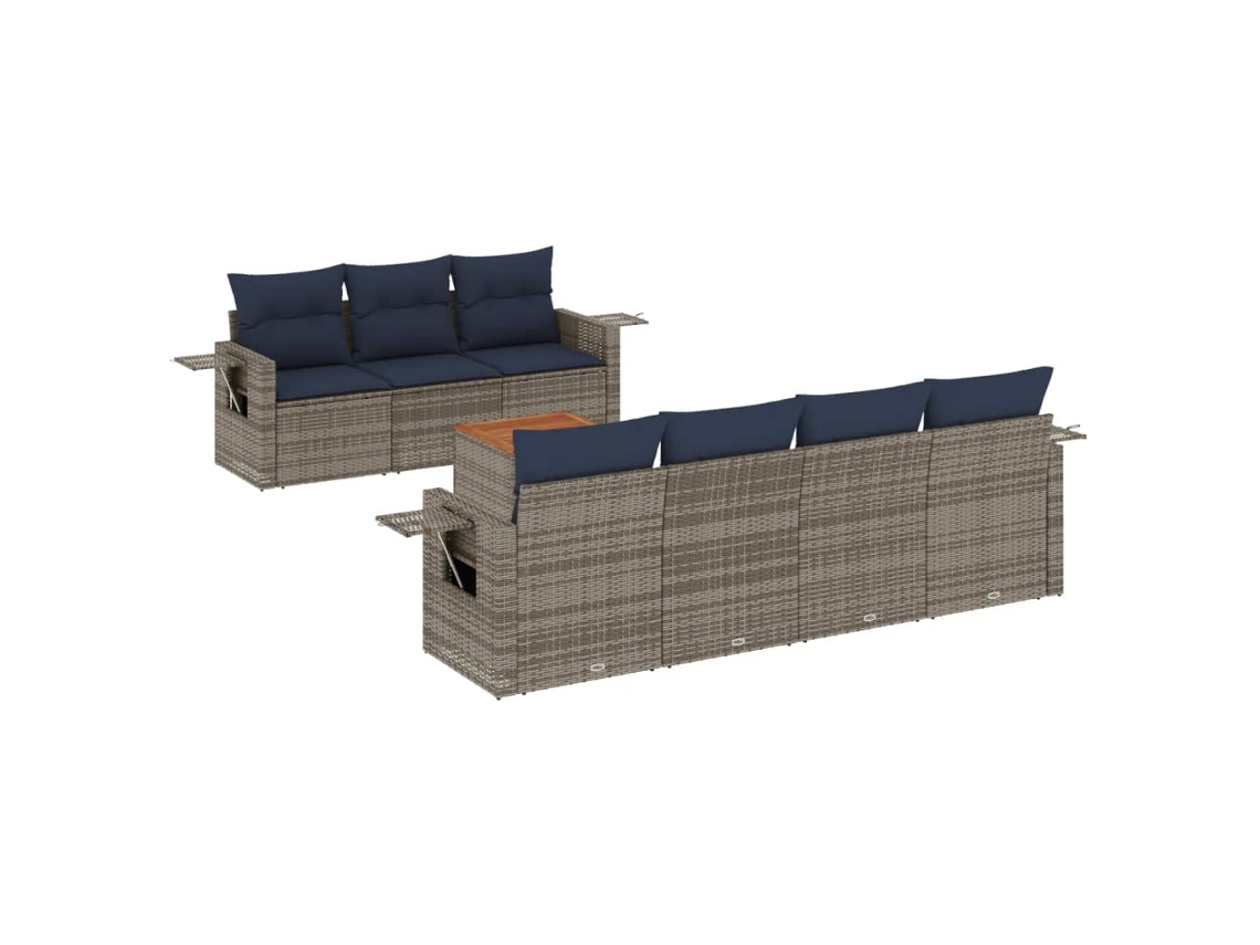 Conjunto de Sofá de Jardim, 8 Peças, Almofadas, Rattan Cinza MAISON EXCLUSIVE