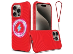 Capa Compatível Com Iphone 16 Pro Compatível Com Magsafe Ripple Texture Capa Protetora De Silicone Líquido Com Alça