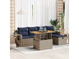 Vidaxl 6 Pcs Conjunto Sofás Jardim Com Almofadões Pe/acácia Cinzento