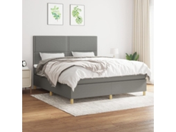 Vidaxl Cama Com Molas/colchão 180x200 Cm Tecido Cinzento-escuro