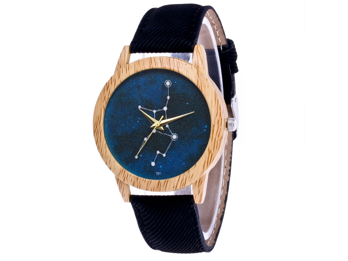 Relógio de Pulso Casual de Quartzo com Cinto de Vaqueiro Black
