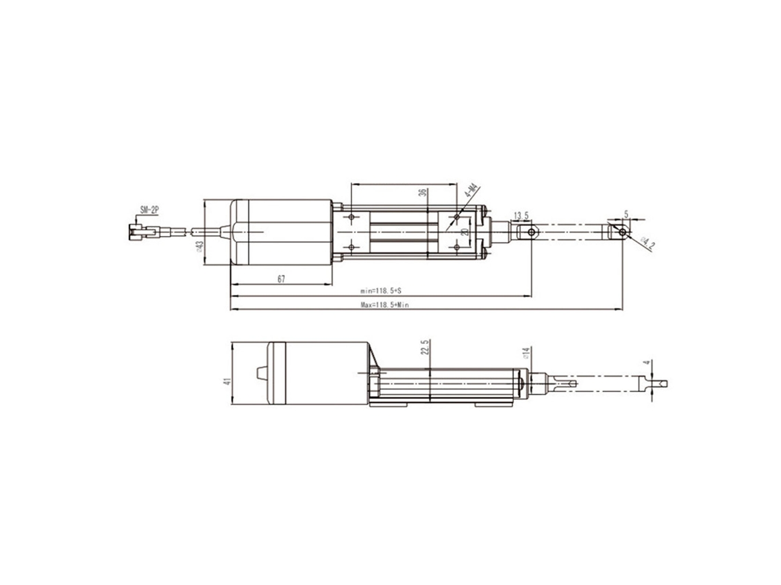Atuador Linear Micro Pen 82mm 100n Dc12v Médico