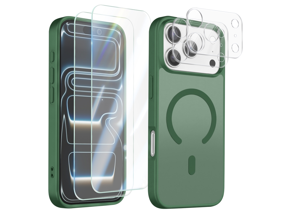 Conjunto De Capa Magsafe Para Iphone 17 Pro Max Com 2 Vidros Temperados E 2 Películas Para A Câmara