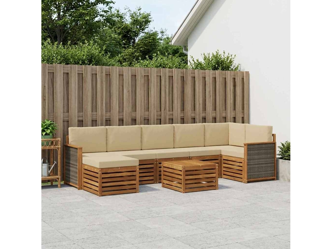 Vidaxl Conjunto De Sofás Para Exterior 7 Unid. Natural