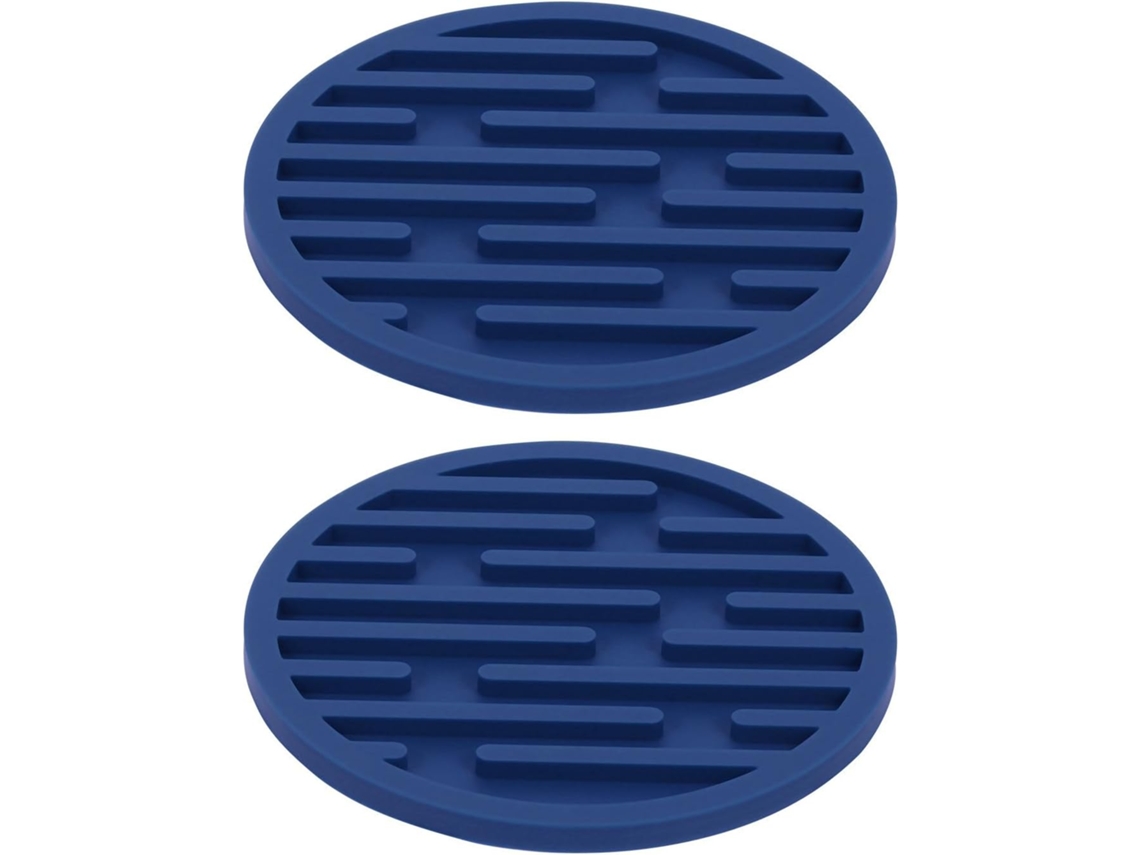 Conjunto De 2 Capas De Silicone Grossas Para Copos, Com Textura Canelada, Na Cor Azul.