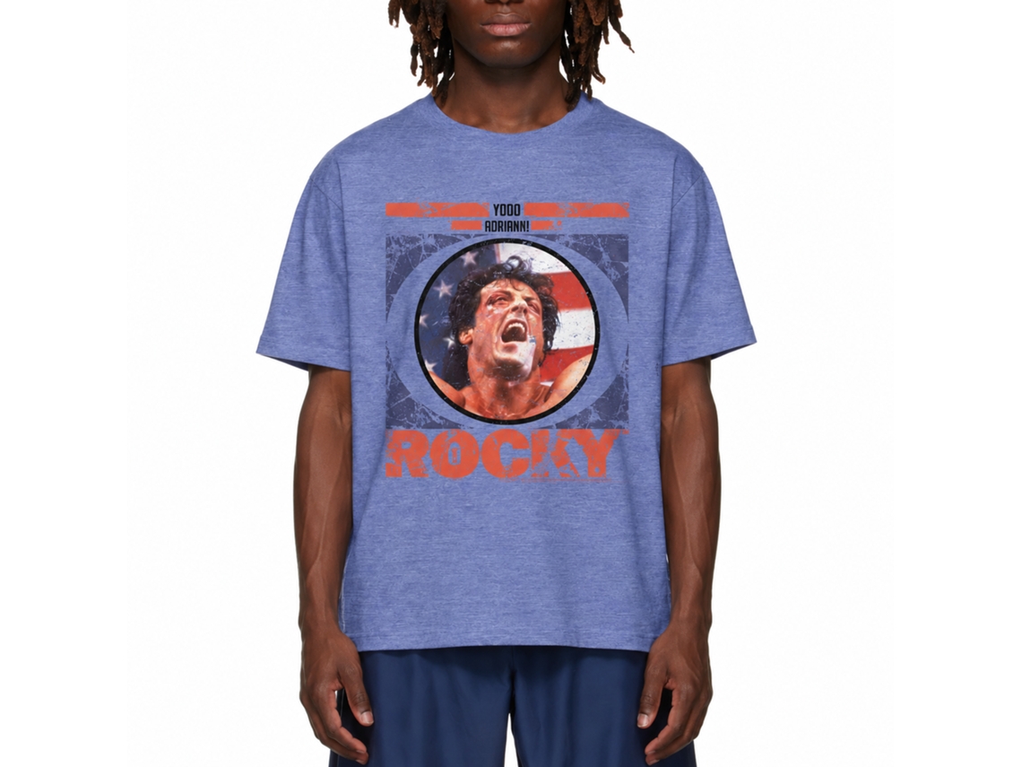 Rockinstone Rocky Movie Blueberry Stroke Heather Light Blue Adult T-shirt Size:l