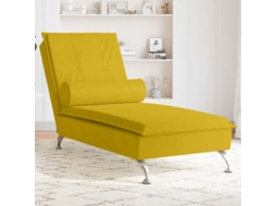 Vidaxl Chaise Lounge De Massagem Com Rolo Veludo Amarelo