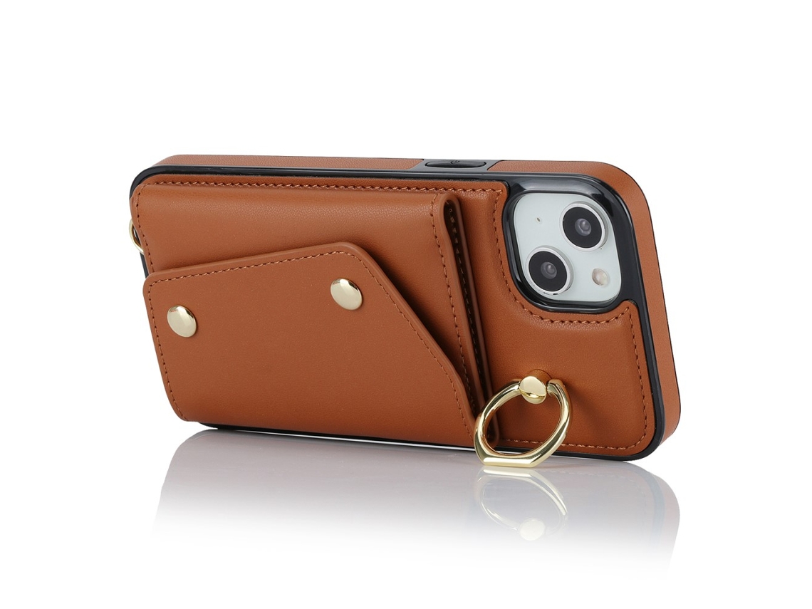 Capa Para Iphone 12 Mini Pele Sintética Castanho