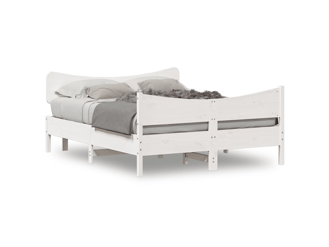 Bed Frame, Bed Frames Vidaxl Branco Madeira De Pinho (160 X 200 Cm)