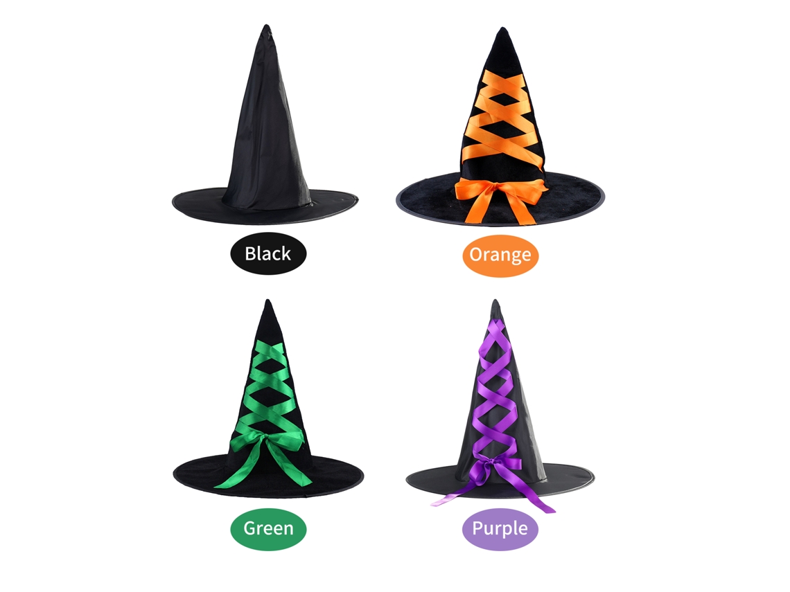 Chapéu de Bruxa Halloween com Fita Decoração para Festa Casa Mal Assombrada