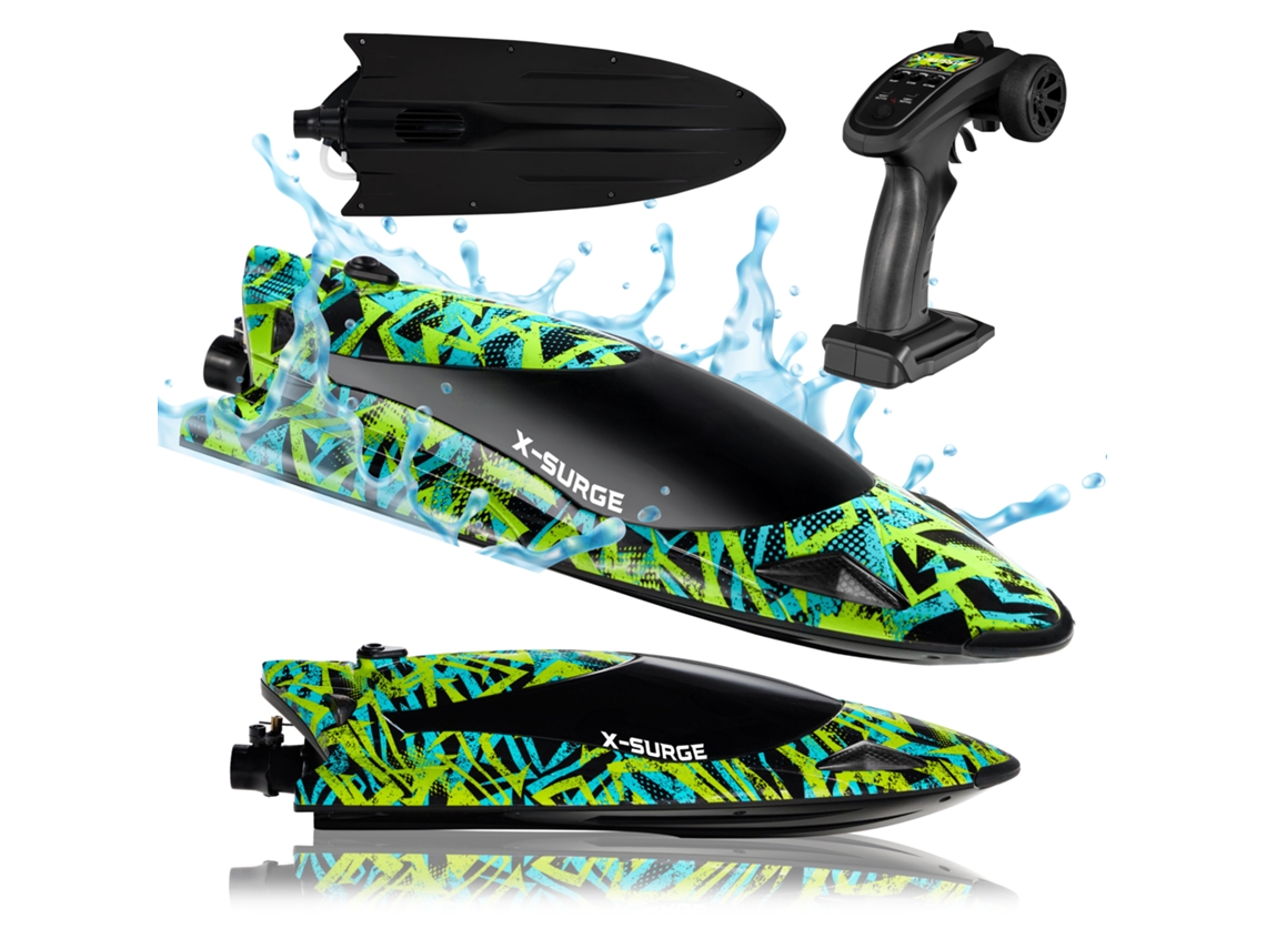Barco Rc OVERMAX X surge Barco Telecomandado 35 Kmh Led 2 Baterias Alcance 100m Verde