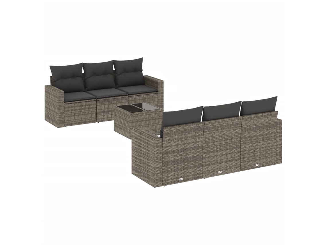 Maison Exclusive - 7 Pcs Conjunto Sofás P/ Jardim C/ Almofadões Vime Pe Cinzento