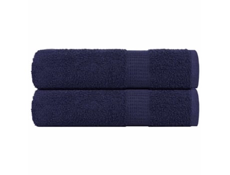 Conjunto 2 Toalha de mãos VIDAXL Azul Algodão